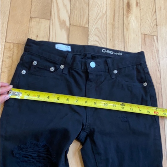 gap black distressed girlfriend jeans 25R - Picture 6 of 8